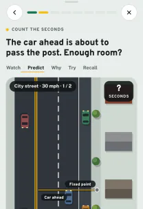 Roadfeel app screen: the lesson “Your space cushion”